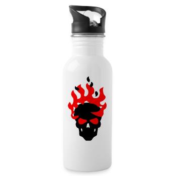 Schädel - Trinkflasche mit integriertem Trinkhalm - Weiß - Rechts