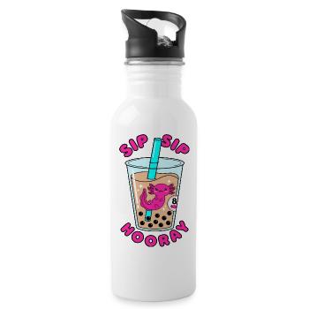 Sip Sip Hooray 8th Birthday Axolotl Bubble Tea - Water bottle with straw - white - Right