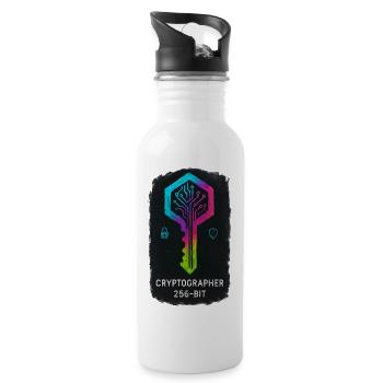256-Bit-Cybersicherheitskryptograph - Trinkflasche mit integriertem Trinkhalm - Weiß - Rechts