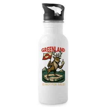 Greenland Is Not For Sale Caribou - Water bottle with straw - white - Right