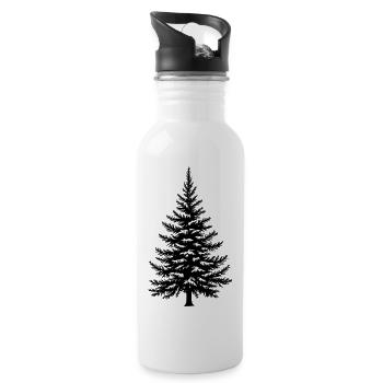 Baum Fichte Tanne Nadelbaum Vektor - Trinkflasche mit integriertem Trinkhalm - Weiß - Rechts