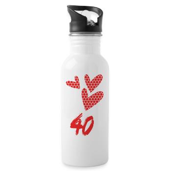 40. 40 ANS. 40e ANNIVERSAIRE. ANNIVERSAIRE 40 ANS. - Gourde avec paille intégrée - blanc - Droite