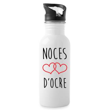 Ochre Wedding 71 years of marriage - Water bottle with straw - white - Right