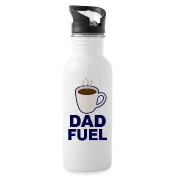 Dad Fuel – Kaffeebetriebenes Papa-Design - Trinkflasche mit integriertem Trinkhalm - Weiß - Rechts