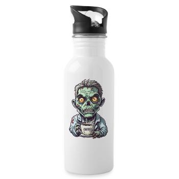 Coffee Monster - Caffeine Zombie - Morning Grouch - Water bottle with straw - white - Right