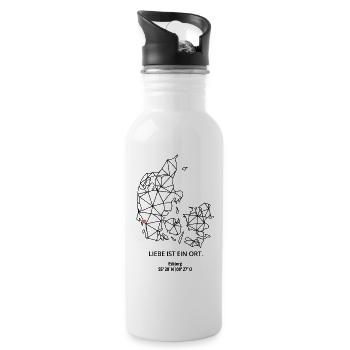 Dänemark Umriss - Esbjerg Liebe - Koordinaten - Trinkflasche mit integriertem Trinkhalm - Weiß - Rechts