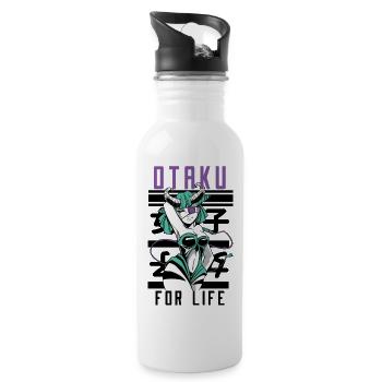 Otaku For Life Kawaii Anime Succubus Art - Water bottle with straw - white - Right