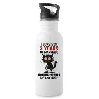 Cadeau du 3e anniversaire de mariage Mari Mari Épouse - Gourde avec paille intégrée - blanc - Droite