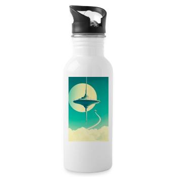 Städte beginnen über den Wolken zu schweben - Trinkflasche mit integriertem Trinkhalm - Weiß - Rechts