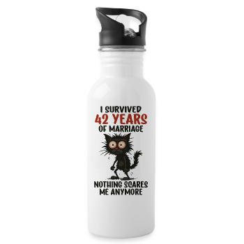 42 Wedding Anniversary Gift Husband Husband Wife - Water bottle with straw - white - Right
