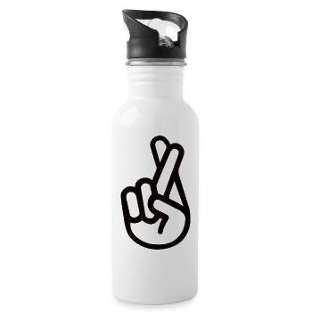 Crossed Fingers - Fingers crossed - Water bottle with straw - white - Right