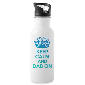 Keep Calm and Dab On – Funny Dance Design - Water bottle with straw - white - Right