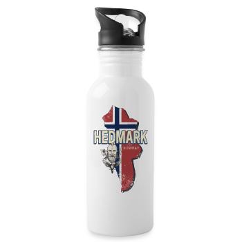 Hedmark Norway Retro Province Map Souvenir - Water bottle with straw - white - Right