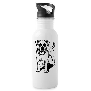 Chien boxer - Gourde avec paille intégrée - blanc - Droite