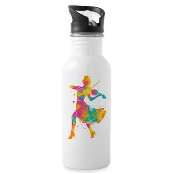Geige bunt Violinist Kinder Damen Mädchen Violine - Trinkflasche mit integriertem Trinkhalm - Weiß - Rechts