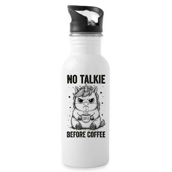 No conversation in front of coffee lover unicorn - Water bottle with straw - white - Right