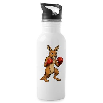 Kangaroo Boxing Hero - Water bottle with straw - white - Right