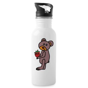 L’Ours Enfant Fraise de Teddy - Gourde avec paille intégrée - blanc - Droite