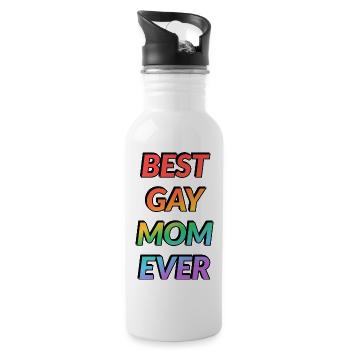 BESTE SCHWULE MUTTER ALLER ZEITEN - Trinkflasche mit integriertem Trinkhalm - Weiß - Rechts
