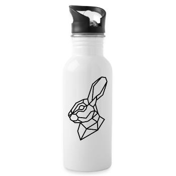 Geometric Bunny – Polygon Art - Water bottle with straw - white - Right