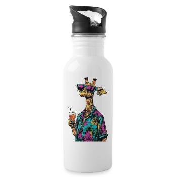 Été de la bande dessinée Girafe - Gourde avec paille intégrée - blanc - Droite