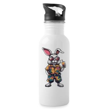 Hase Comic Sommer - Trinkflasche mit integriertem Trinkhalm - Weiß - Rechts