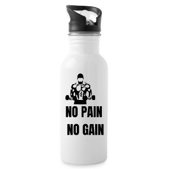 No Pain No Gain - Water bottle with straw - white - Right