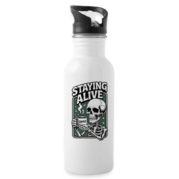 Caffeine Skeleton Stay Awake - Water bottle with straw - white - Right