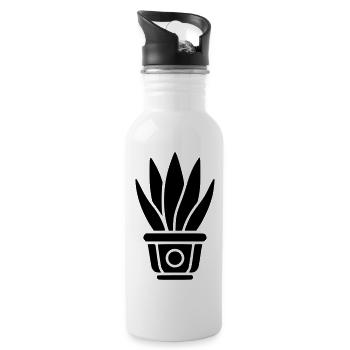 Aloe Vera Houseplant Flower Shop Logo Florist - Water bottle with straw - white - Right