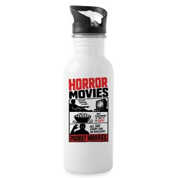 Horror Is Easy Proudly Horrified - Water bottle with straw - white - Right