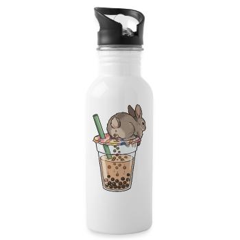 Bubble Tea Boba Drôle de Lapin mignon - Gourde avec paille intégrée - blanc - Droite