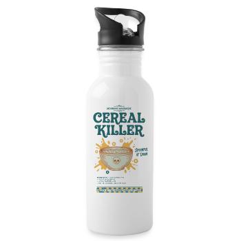 Breakfast Funny Brunch Coffee Pancake Food Bacon - Water bottle with straw - white - Right