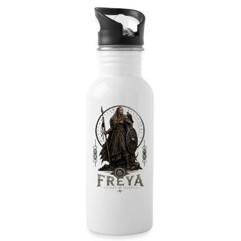 Freya Shieldmaiden: Victory or Valhalla - Water bottle with straw - white - Right