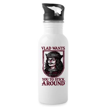 Vlad Dracula King's Portrait - Water bottle with straw - white - Right