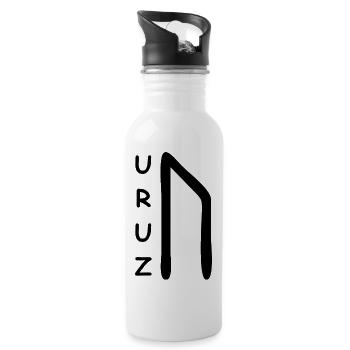 Uruz Rune Runen - Trinkflasche mit integriertem Trinkhalm - Weiß - Rechts