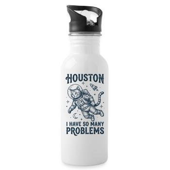 Les astronautes ont fait le chat Houston avec tellement de problèmes - Gourde avec paille intégrée - blanc - Droite