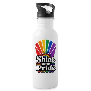 Shine With Pride Sonne Vintage Pride Motiv LGBTQ - Trinkflasche mit integriertem Trinkhalm - Weiß - Rechts