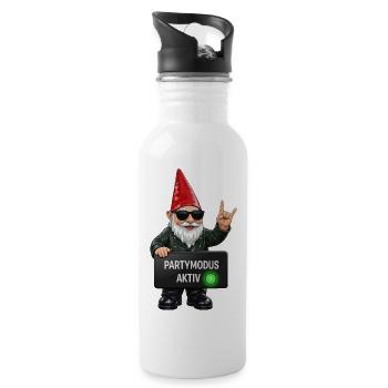 Gnom mit Partymodus Aktiv - Trinkflasche mit integriertem Trinkhalm - Weiß - Rechts