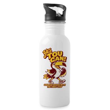 Yes You Can – Mutiger Tukan  - Trinkflasche mit integriertem Trinkhalm - Weiß - Rechts