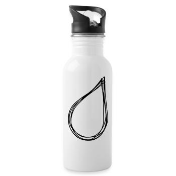 Tropfen handgezeichnet - Trinkflasche mit integriertem Trinkhalm - Weiß - Rechts
