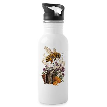 Imkerei Honigbiene - Trinkflasche mit integriertem Trinkhalm - Weiß - Rechts