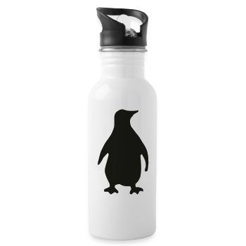 Pinguin - Trinkflasche mit integriertem Trinkhalm - Weiß - Rechts