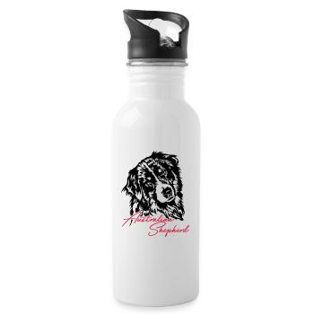Australian Shepherd Aussie Dog Wilsigns Dog - Water bottle with straw - white - Right