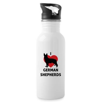 Animaux que j'aime les Bergers Allemands GSP Dog - Gourde avec paille intégrée - blanc - Droite