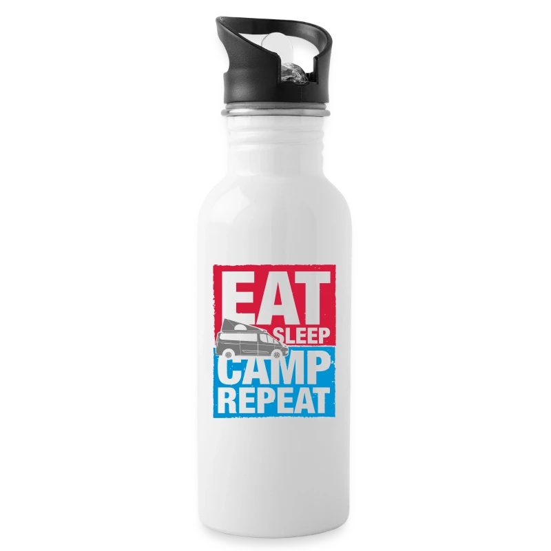 Eat Sleep Camp Repeat Camper Nugget - Trinkflasche mit integriertem Trinkhalm
