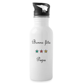FÊTE DES PÈRES.BONNE FÊTE PAPA. PAPA. BONNE FÊTE - Gourde avec paille intégrée - blanc - Droite