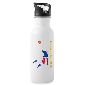 Philippines Filipino Flag Basketball I Gift - Water bottle with straw - white - Right