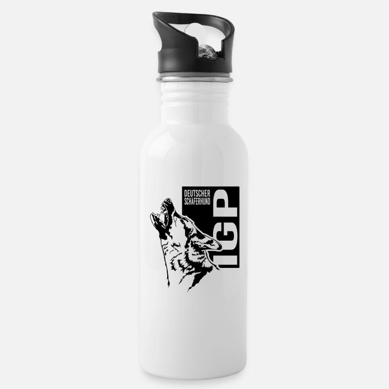 IGP Deutscher Schäferhund Hundesport Hund Wilsigns - Trinkflasche mit integriertem Trinkhalm - Weiß