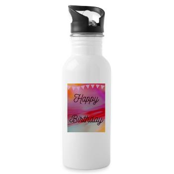 HAPPY BIRTHDAY,HAPPY BIRTHDAY,BIRTHDAY,BIRTHDAY - Water bottle with straw - white - Right