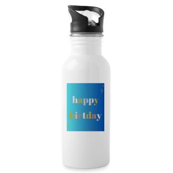 GEFELICITEERD. GEFELICITEERD. VERJAARDAG. - Drinkfles met geïntegreerd rietje - wit - Rechts